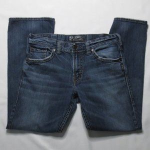 SILVER mens ZAC denim JEANS distressed BLUE relaxed STRAIGHT size 34/29.5